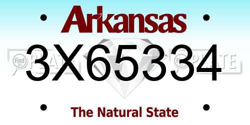 3X65334 Arkansas License Plate
