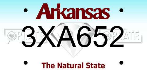 3XA652 Arkansas License Plate