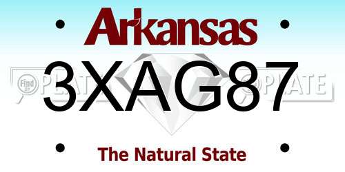3XAG87 Arkansas License Plate