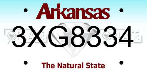 3XG8334 Arkansas License Plate