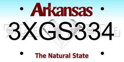 3XGS334 Arkansas License Plate