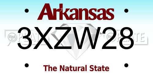 3XZW28 Arkansas License Plate