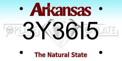 3Y36I5 Arkansas License Plate