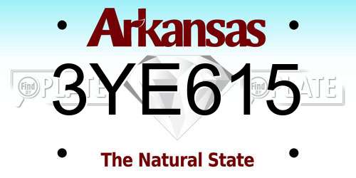 3YE615 Arkansas License Plate
