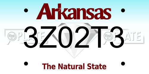 3Z02T3 Arkansas License Plate