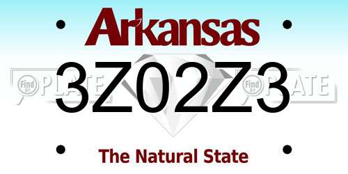 3Z02Z3 Arkansas License Plate