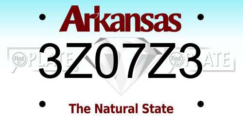 3Z07Z3 Arkansas License Plate
