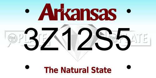 3Z12S5 Arkansas License Plate