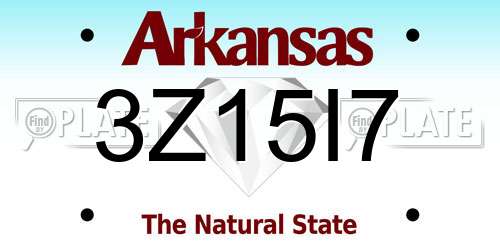 3Z15I7 Arkansas License Plate