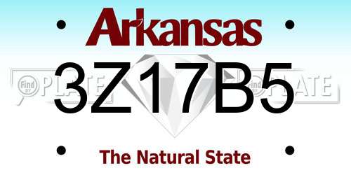 3Z17B5 Arkansas License Plate