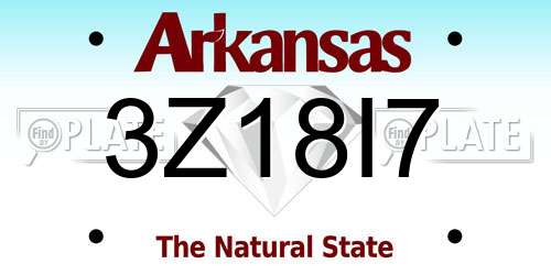 3Z18I7 Arkansas License Plate