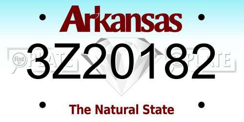 3Z20182 Arkansas License Plate