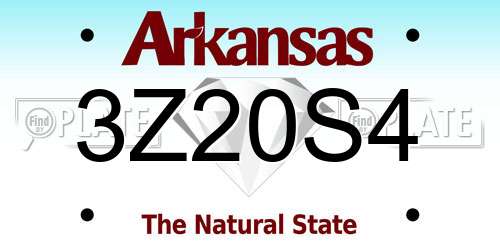 3Z20S4 Arkansas License Plate