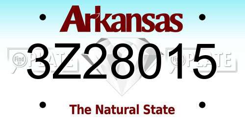 3Z28015 Arkansas License Plate