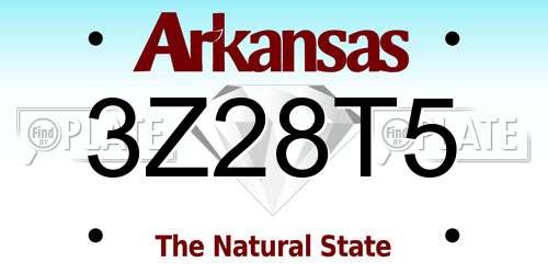 3Z28T5 Arkansas License Plate
