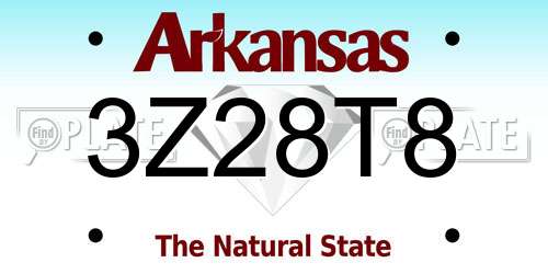 3Z28T8 Arkansas License Plate