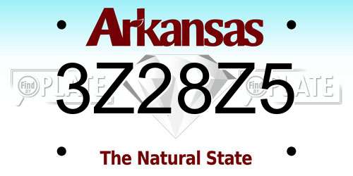 3Z28Z5 Arkansas License Plate
