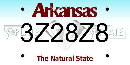 3Z28Z8 Arkansas License Plate