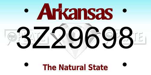 3Z29698 Arkansas License Plate