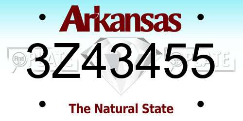 3Z43455 Arkansas License Plate
