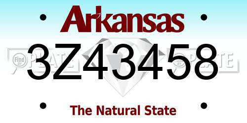 3Z43458 Arkansas License Plate