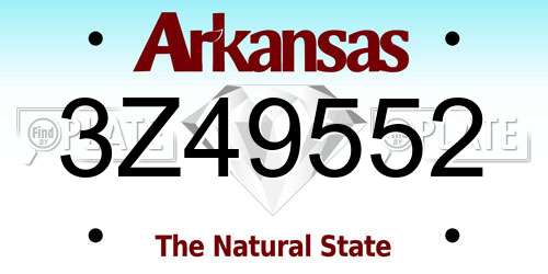 3Z49552 Arkansas License Plate