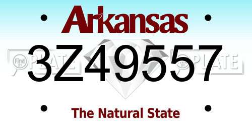 3Z49557 Arkansas License Plate