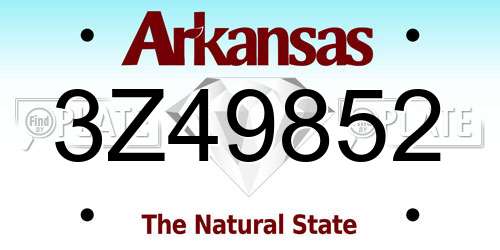 3Z49852 Arkansas License Plate