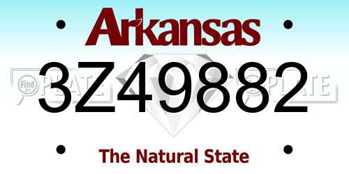 3Z49882 Arkansas License Plate