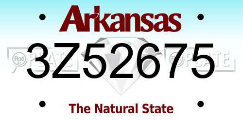 3Z52675 Arkansas License Plate