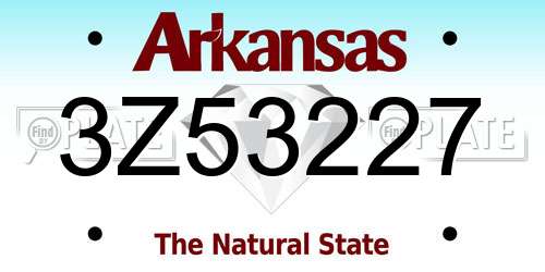 3Z53227 Arkansas License Plate