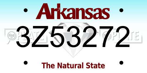 3Z53272 Arkansas License Plate