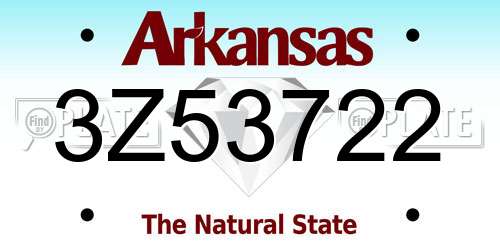 3Z53722 Arkansas License Plate