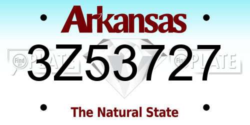 3Z53727 Arkansas License Plate
