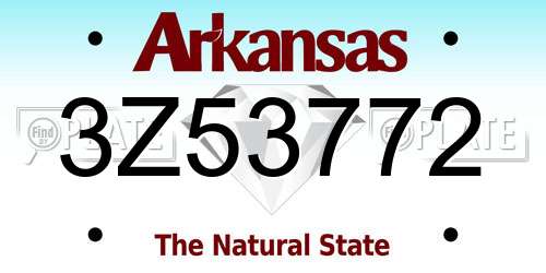 3Z53772 Arkansas License Plate