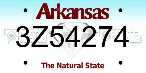 3Z54274 Arkansas License Plate