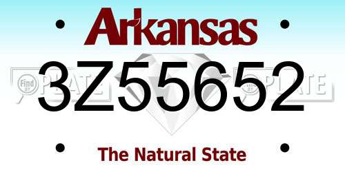3Z55652 Arkansas License Plate