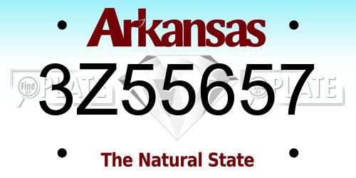 3Z55657 Arkansas License Plate