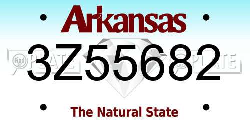 3Z55682 Arkansas License Plate