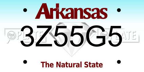 3Z55G5 Arkansas License Plate