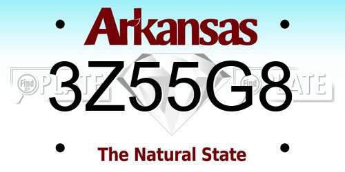 3Z55G8 Arkansas License Plate