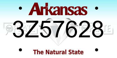 3Z57628 Arkansas License Plate