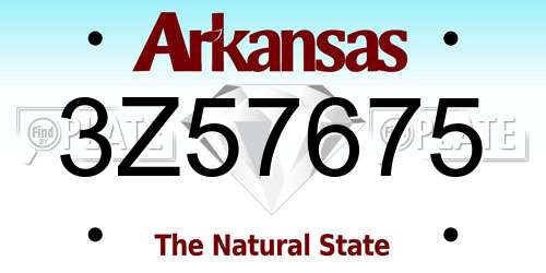 3Z57675 Arkansas License Plate