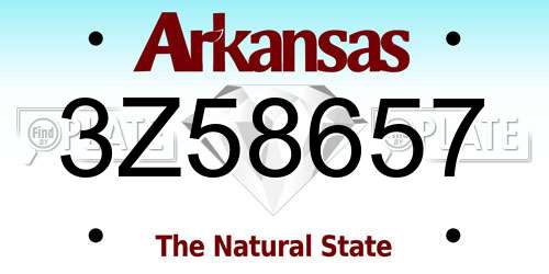 3Z58657 Arkansas License Plate