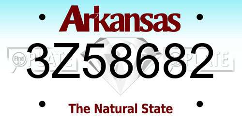 3Z58682 Arkansas License Plate