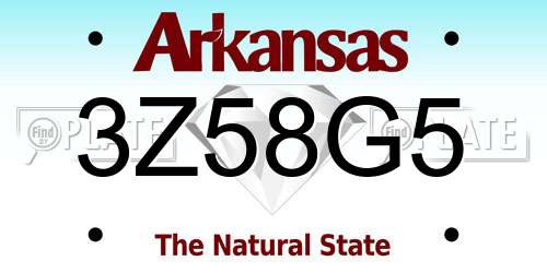 3Z58G5 Arkansas License Plate