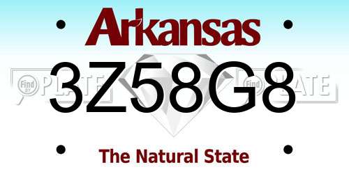 3Z58G8 Arkansas License Plate