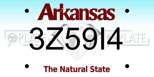3Z59I4 Arkansas License Plate