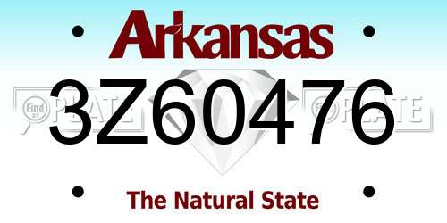 3Z60476 Arkansas License Plate