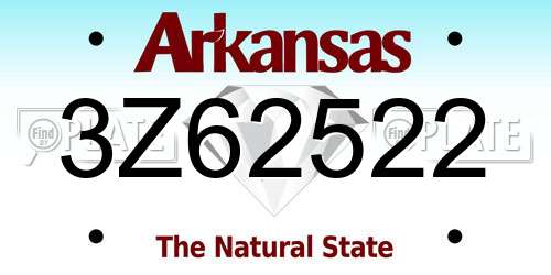 3Z62522 Arkansas License Plate